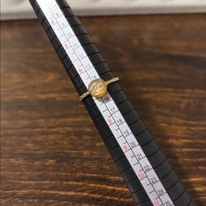 Gold Tone Thin Band Ring with Faux Opal Stone, Size 6.75